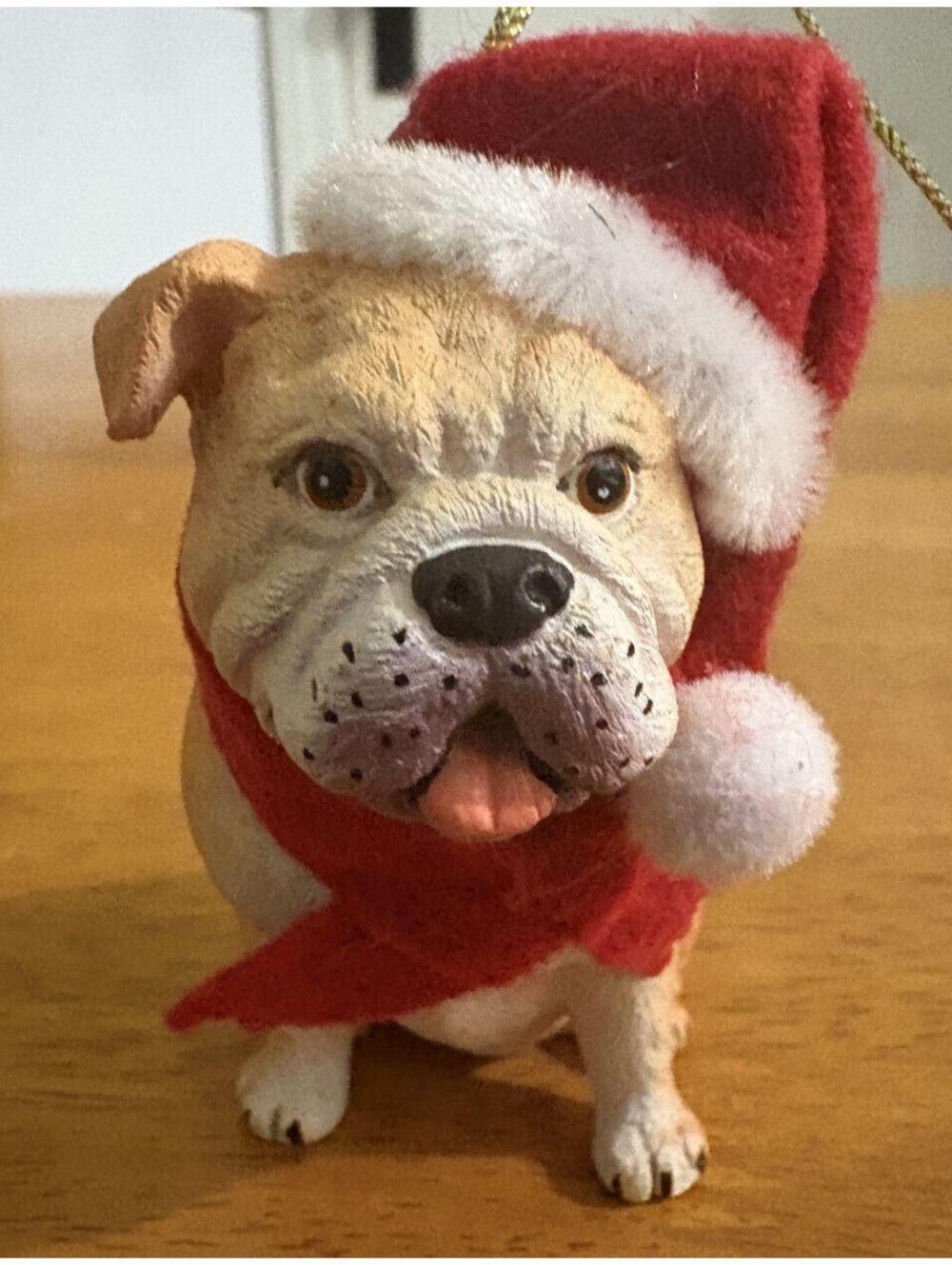 Christmas Santa Hat Bulldog Dog Ornament Decor Holiday Home Pet Puppy Decor New